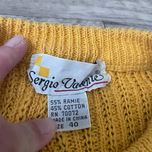 Vintage Sergio Valente Women’s Yellow Sweater button up Size 40 - Picture 2 of 3